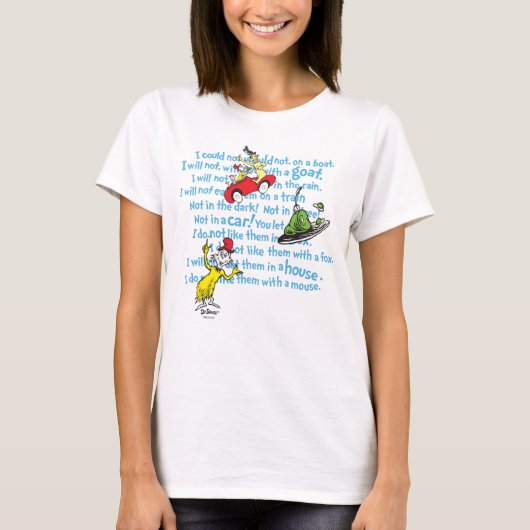 T-shirt Dr Seuss | Oeufs verts et Motif de livres de conte (Devant)