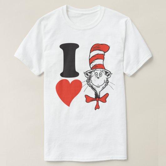 T-shirt Dr. Seuss Valentine | Je Coeur le chat dans le Cas (Design devant)