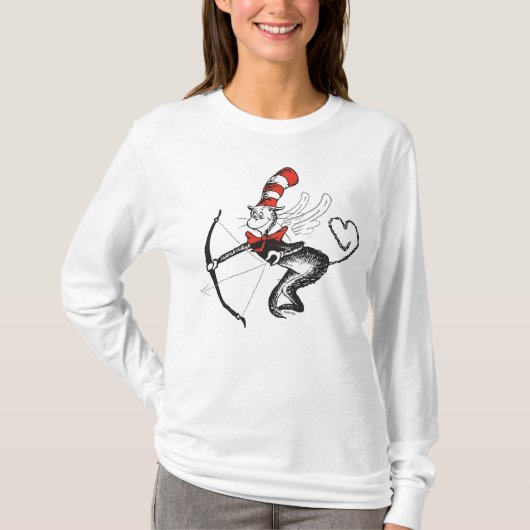 T-shirt Dr. Seuss Valentine | Le Chat dans le Cupid Casque (Devant)