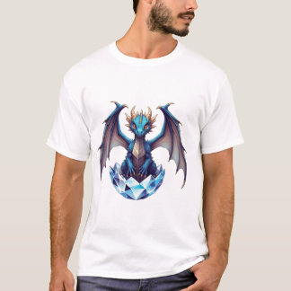 T-shirt draak jong dier komt uit kristalei