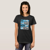 T-shirt Drag Boat Racing Eat Sleep Racing Repeat (Devant entier)