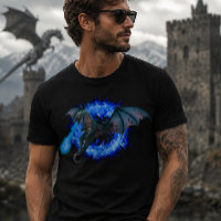 Dragon à la flamme bleue respirant du feu
