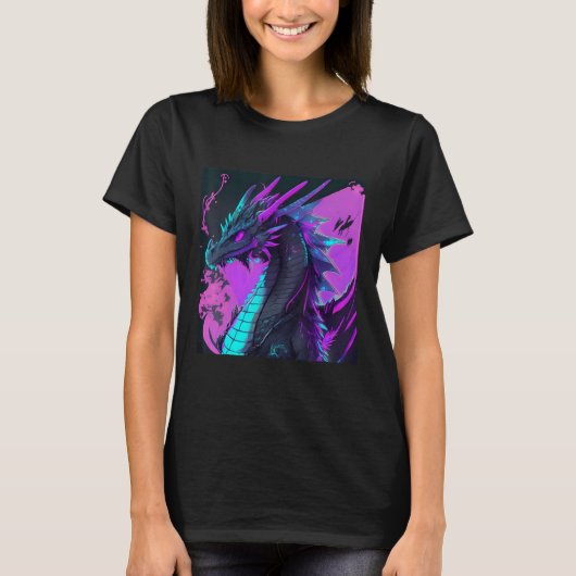 T-shirt Dragon Aesthetic Style Japan Vaporwave 80s 90s (Devant)
