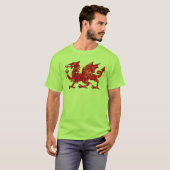 T-shirt dragon affligé de drapeau du Pays de Galles (Devant entier)