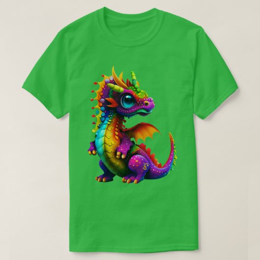 T-shirt Dragon arc-en-ciel mignon 1 (Design devant)