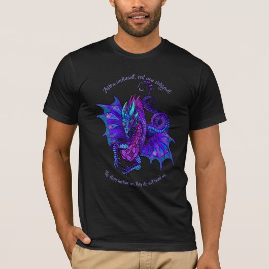 T-shirt Dragon Art Nouveau Style Bleu et violet (Devant)