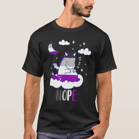 T-shirt Dragon Asexuel Mignonne Nope Ace Dormir Nuit Lgbqa (Devant)