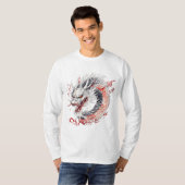 T-shirt Dragon aux écailles rouges et blanches (Devant entier)