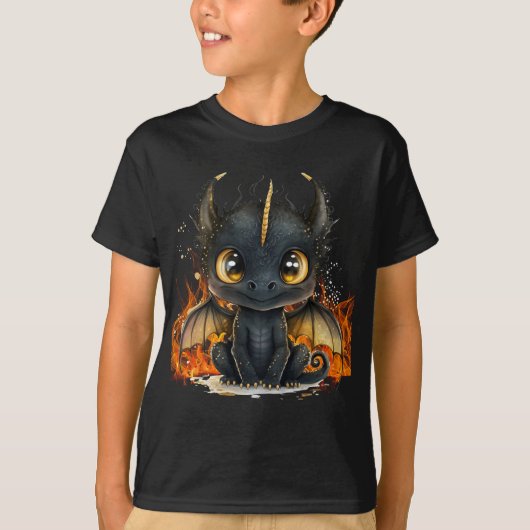 T-shirt Dragon Black Baby en feu (Devant)