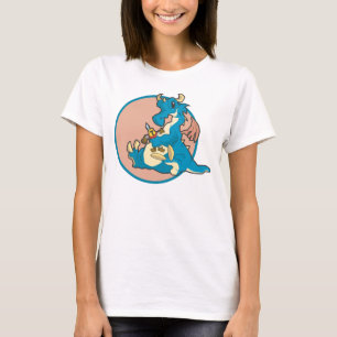 T-shirt Dragon bleu jouant avec un personnage de Chevalier