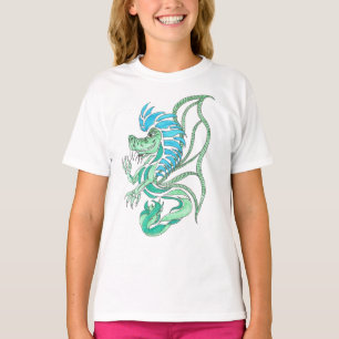 T-shirt Dragon bleu tribal