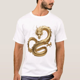 T-shirt Dragon Chinois Doré Art   Créature Mythique Fant