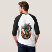 T-shirt dragon chinois flamboyant (Dos entier)