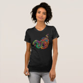 T-shirt Dragon chinois fleuri multicolore (Devant entier)