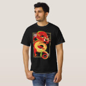 T-shirt dragon chinois rouge (Devant entier)