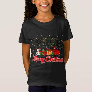 T-Shirt Dragon Christmas Pajama Funny Noël Lumières Animau