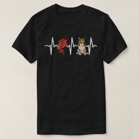 T-shirt Dragon Collie Amoureux des chiens Heartbeat (Design devant)