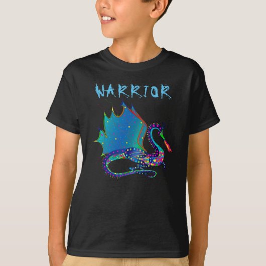 T-shirt Dragon coloré, Guerrier, Collection Kaleidoscope (Devant)