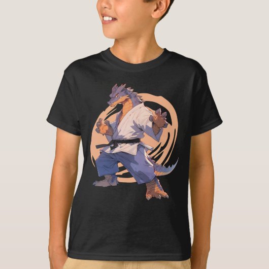 T-shirt Dragon cool karaté bleu Jiu-jitsu (Devant)