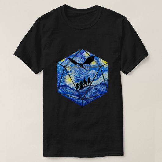 T-shirt Dragon D20, Tee de nuit étoilée D20, D20 d (Design devant)