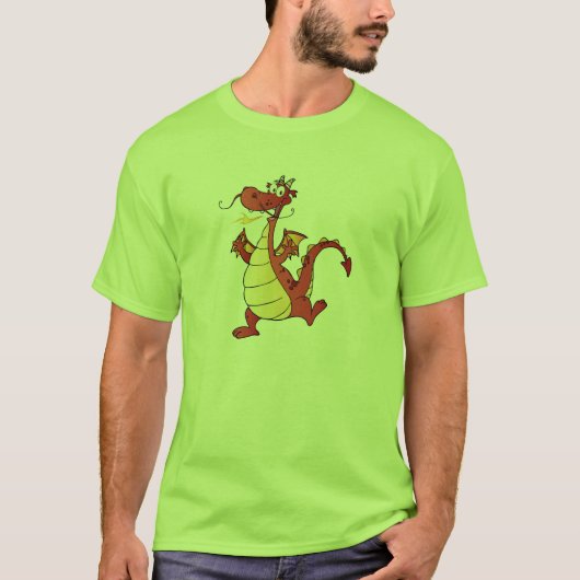 T-shirt Dragon de bande dessinée ; Vert (Devant)