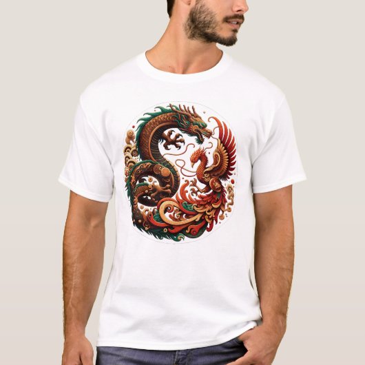 T-shirt Dragon de bois et Phoenix (Devant)