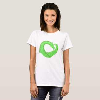 T-shirt Dragon de coeur vert citron blanc