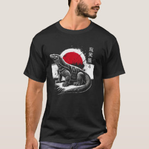 T-shirt Dragon de Komodo. Superbe animal Sumi-e au coucher