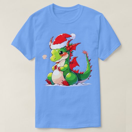T-shirt dragon de noël mignon à santa chapeau 1 (Design devant)