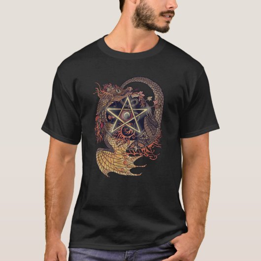 T-shirt Dragon de style Art Nouveau Pentacle ~shirt (Devant)
