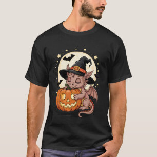 T-shirt Dragon d'Halloween Sorcière Chapeau Citrouille Épo