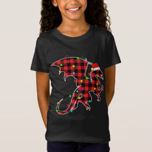 T-Shirt Dragon drôle Arbre de Noël Rouge Plaid Xmas Animau