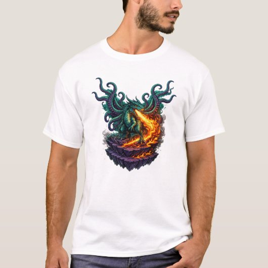T-shirt Dragon Eldritch Void – Hybride Kraken Soufflant du (Devant)