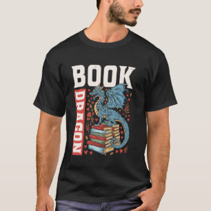 T-shirt Dragon Et Livres Bibliophile Hommes Femmes Lecture