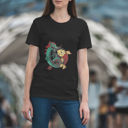 T-shirt Dragon Et Poisson Yang