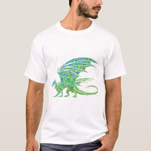 T-shirt Dragon Extraordinaire en mosaïque verte