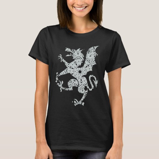T-shirt Dragon Fantasy Mandala Fairy Tale Wings (Devant)