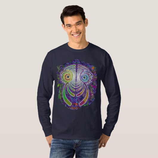 T-shirt Dragon flower power de fractale (Devant entier)