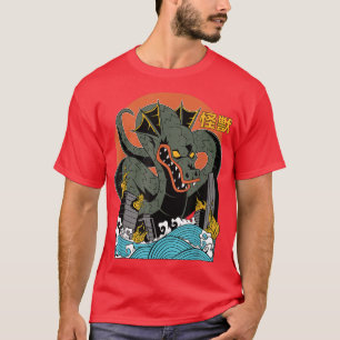 T-shirt Dragon géant coucher de soleil japonais