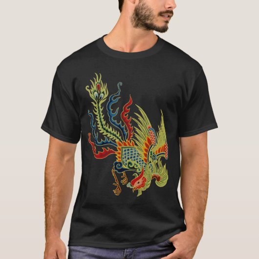 T-shirt Dragon graphique avec la tête de coq (Devant)