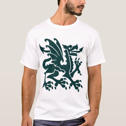 T-shirt Dragon héraldique 01 - Vert foncé (Devant)