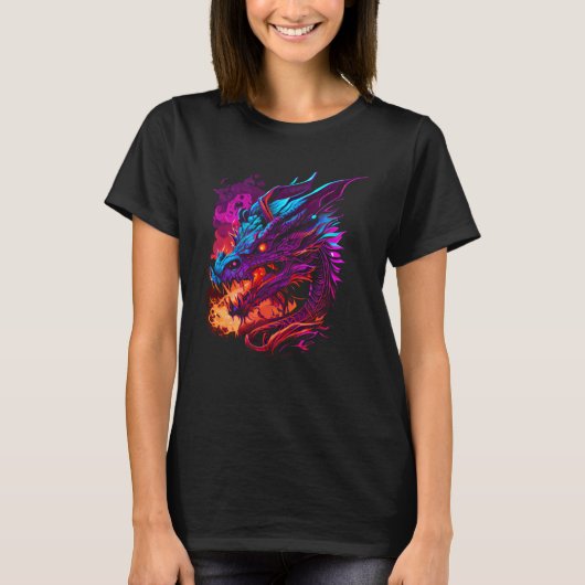 T-shirt Dragon Imaginaire Fire Respiration Couleurs Cool F (Devant)