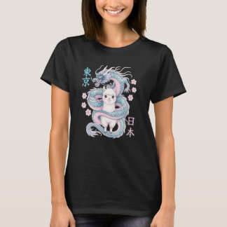 T-shirt Dragon Japonais Kawaii Alpaca Lama Mignon Pastel A