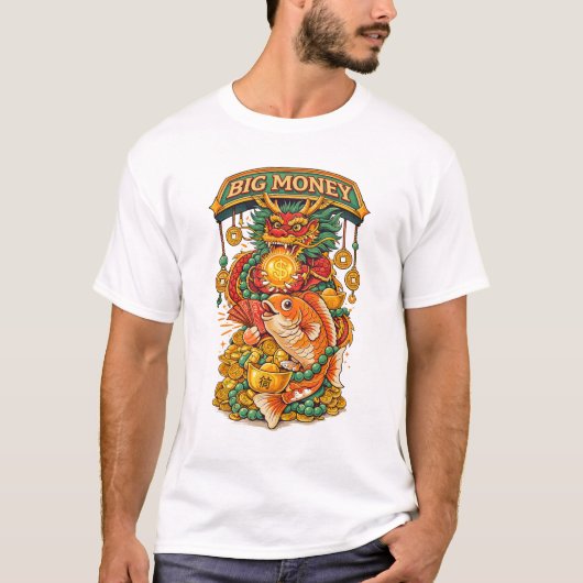 T-shirt Dragon Koi de la prospérité (Devant)