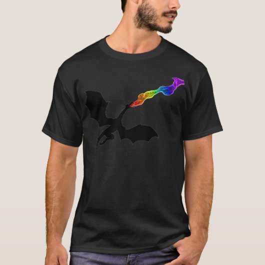 T-shirt Dragon LGBTQ avec Rainbow Fire Pride Premium (Devant)