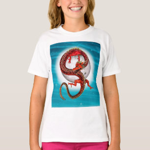 T-shirt Dragon Lune Rouge Fantastique Artistique