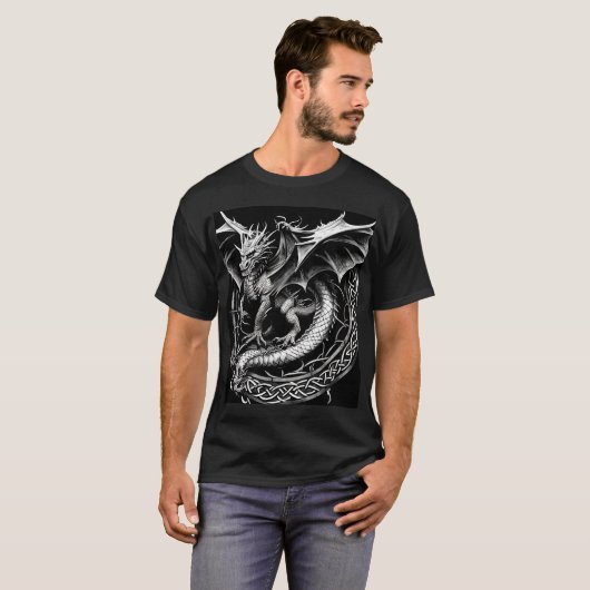 T-shirt Dragon majestueux : Tatouage Abstrait celtique com (Devant entier)