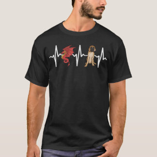 T-shirt Dragon Mastiff Amoureux des chiens Heartbeat 