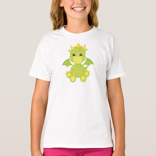 T-shirt Dragon mignon, Dragon vert, Petit Dragon, Magie (Devant)