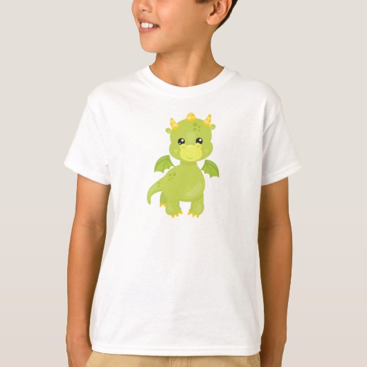 T-shirt Dragon mignon, Petit Dragon, Dragon Vert, Magie (Devant)